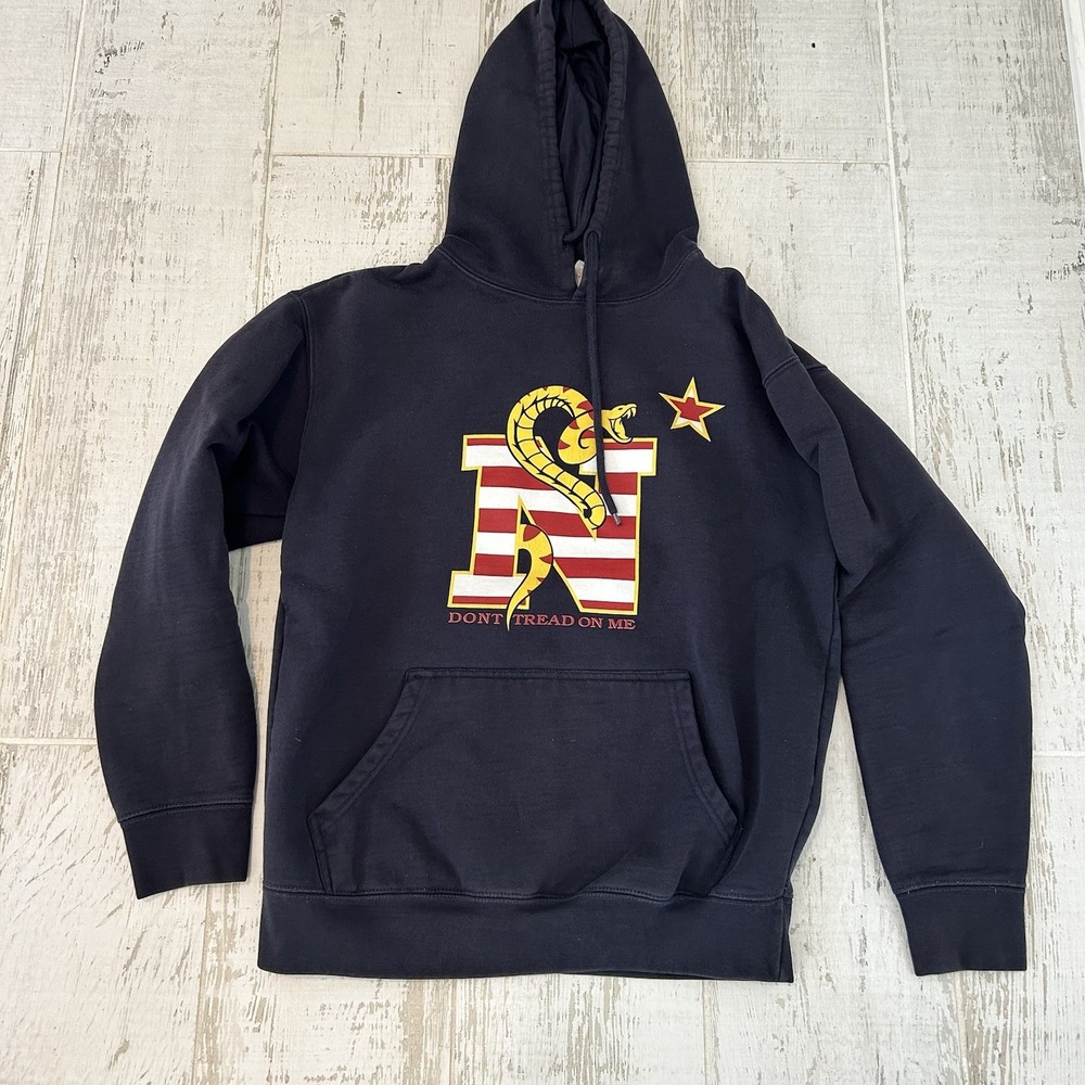Navy Football Don't Tread On Me Hoodie Sweatshirt Navy Blue Medium Cotton Blend‎